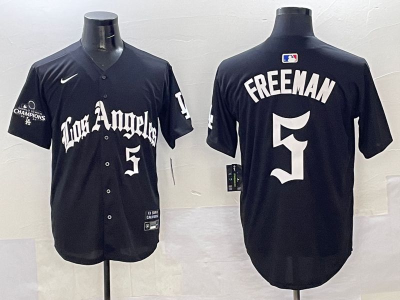 Men Los Angeles Dodgers #5 Freeman Black Five generations Joint Name 2025 Nike MLB Jersey style 36